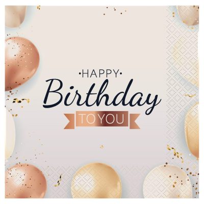 Χαρτοπετσέτες φαγητού Rosegold Birthday 20 τεμ