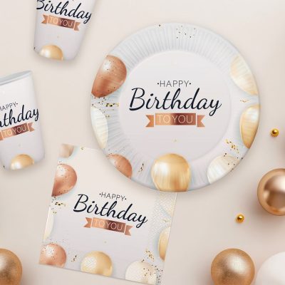 Χαρτοπετσέτες φαγητού Rosegold Birthday 20 τεμ