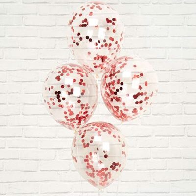 13" Διάφανο μπαλόνι με κόκκινο κομφετί