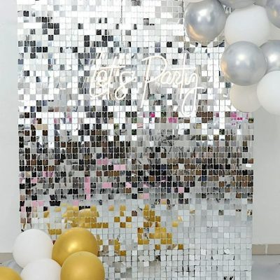 Διακοσμητικό πάνελ Backdrop με τετράγωνα – Ασημί Shimmer