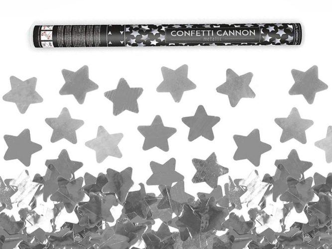 Κανονάκι κομφετί Ασημί Αστέρια