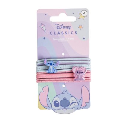 Λαστιχάκια μαλλιών λεπτά Stitch & Angel 8 τεμ