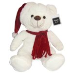 Λούτρινο χριστουγεννιάτικο Αρκουδάκι με κασκόλ 30cm