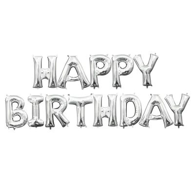 Μπαλόνια Happy Birthday Ασημί 13 τεμ