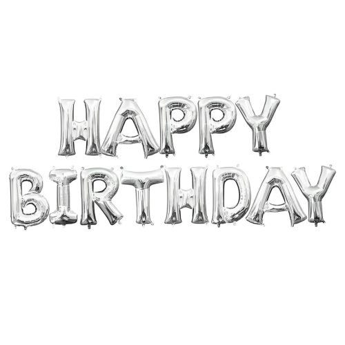 Μπαλόνια Happy Birthday Ασημί 13 τεμ