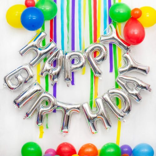 Μπαλόνια Happy Birthday Ασημί 13 τεμ