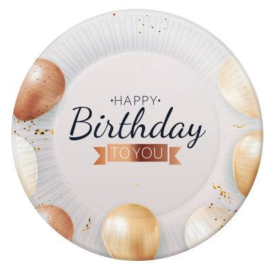Πιάτα γλυκού Rosegold Birthday 6 τεμ