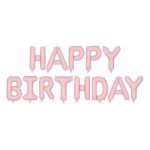 Σετ Μπαλόνια Γενεθλίων -“Happy Birthday” Ροζ ματ 13 τεμ