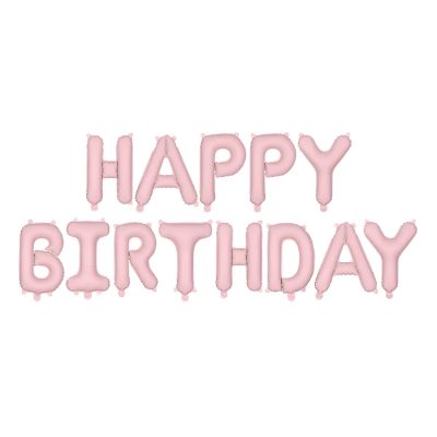 Σετ Μπαλόνια Γενεθλίων -“Happy Birthday” Ροζ ματ 13 τεμ