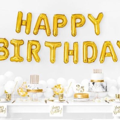 Σετ μπαλονιών Happy Birthday Χρυσό 13 τεμ