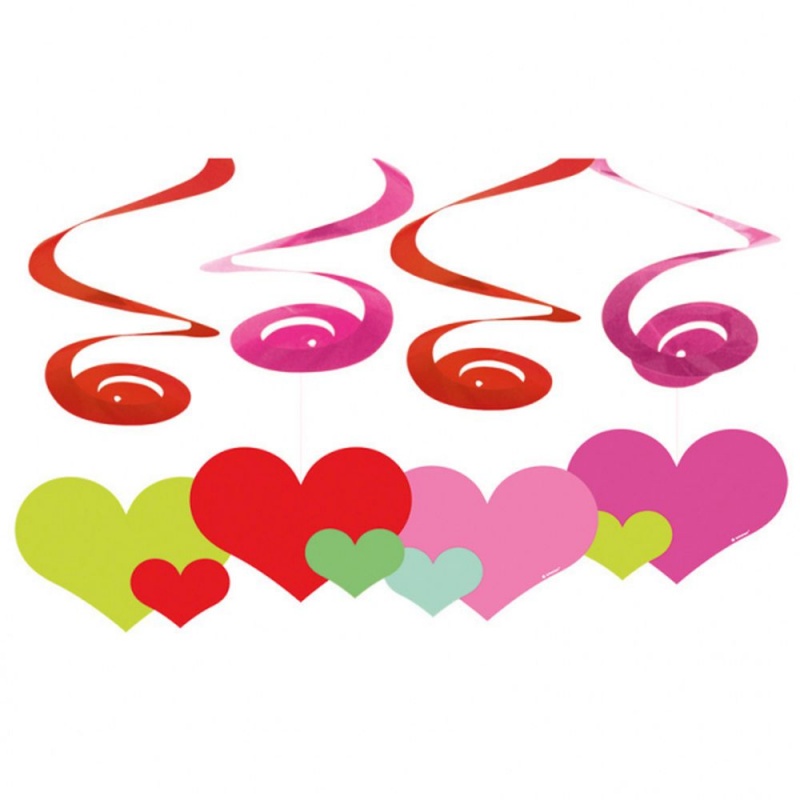 Swirl Διακοσμητικά Oροφής Καρδιές σε Διάφορα Χρώματα 4 τεμ