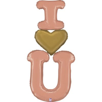 Τεράστιο Μπαλόνι “Ι ♡ U” Ροζ-Χρυσό