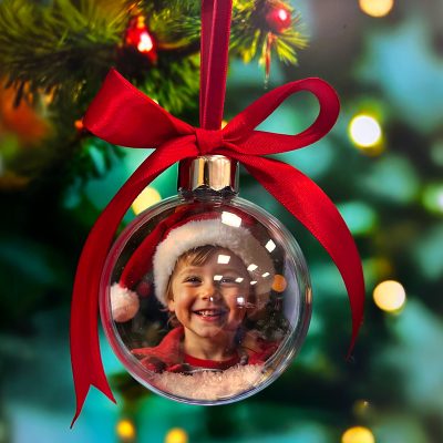 Χριστουγεννιάτικο Στολίδι Μπάλα με Φωτογραφία - Μονόγραμμα