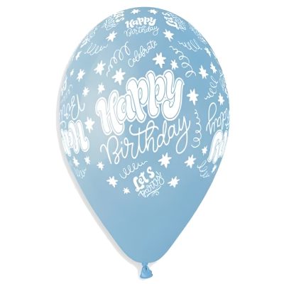 13″ Μπαλόνι “Happy Birthday” Baby Blue 25 τεμ