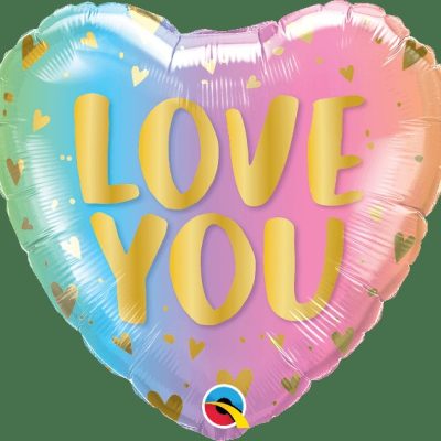18'' Μπαλόνι Καρδιά 'Love you' παστέλ όμπρε