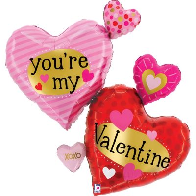 30 Μπαλόνι διπλές καρδιές You are my Valentine