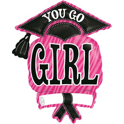 37 Μπαλόνι Αποφοίτησης ροζ 'You go girl'