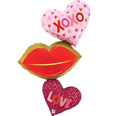 50 Μπαλόνι Heart Lips Trio