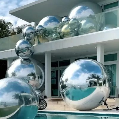 Ασημί Mirror Ball – Φουσκωτή Μπάλα Καθρέφτης