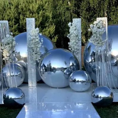 Ασημί Mirror Ball – Φουσκωτή Μπάλα Καθρέφτης