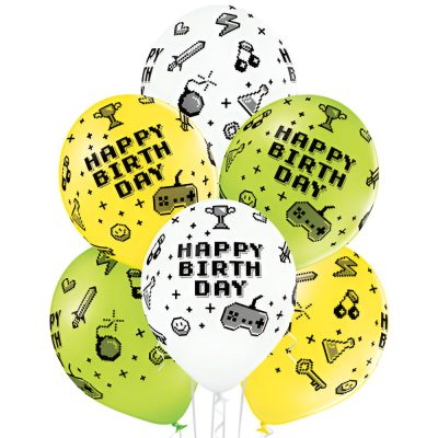 Λάτεξ μπαλόνια Gamer Birthday 6 τεμ