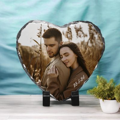 Πέτρινη Κορνίζα Καρδιά με Φωτογραφία - Ζευγάρι