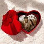 Πέτρινη Κορνίζα Καρδιά για Ζευγάρι με Φωτογραφία