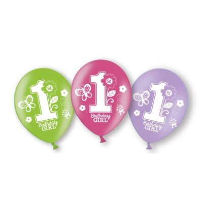 Σετ μπαλόνια 1st Birthday Κορίτσι 6 τεμ