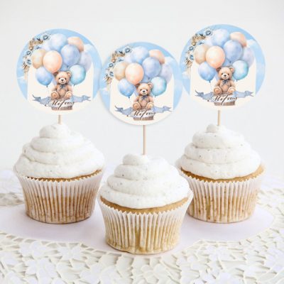 Topper Cupcake Αρκουδάκι Boho (6 τεμ)