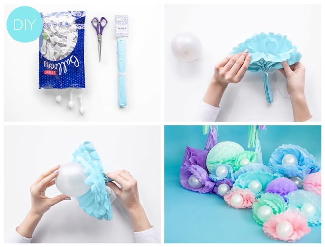 Baby Blue χάρτινο Pom Pom