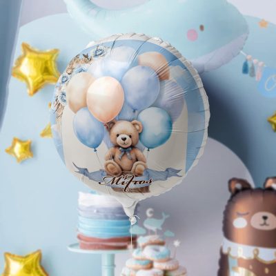 Μπαλόνι Foil Στρογγυλό Tυπωμένο - Αρκουδάκι Boho