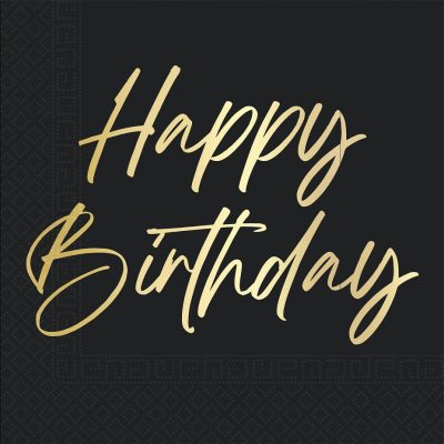 Μαύρες Χαρτοπετσέτες Elegant Happy Birthday 20 τεμ