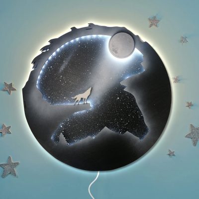 Ξύλινο Φωτιστικό - Λύκος