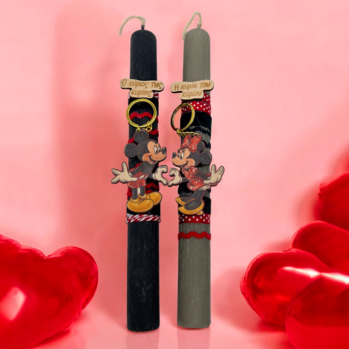 Λαμπάδες για Ζευγάρι αρωματικές σετ Mickey & Minnie Μπρελόκ (2 τεμ)