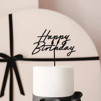 Topper Happy Birthday Μαύροτούρτας