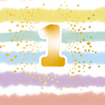 Χαρτοπετσέτες φαγητού 1st Birthday - Rainbow 16 τεμ