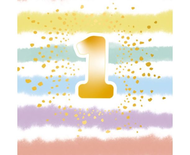 Χαρτοπετσέτες φαγητού 1st Birthday - Rainbow 16 τεμ