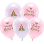 Eco Μπαλόνια Happy Birthday ροζ 5 τεμ