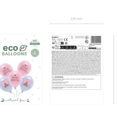 Eco Μπαλόνια Happy Birthday ροζ 5 τεμ