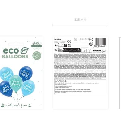 Eco Μπαλόνια Happy Birthday μπλε 5 τεμ