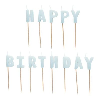 Γαλάζια Κεράκια Happy Birthday13τμχ
