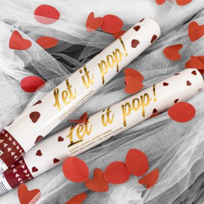 Κανονάκι κομφετί με κόκκινες καρδιές