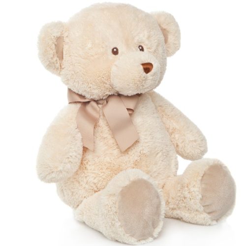 Λούτρινο κρεμ Αρκουδάκι με φιόγκο