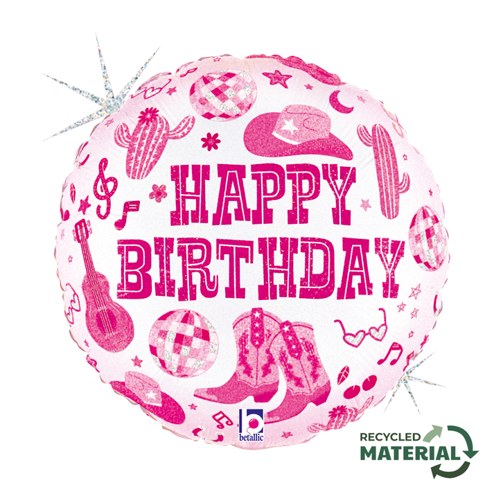 Μπαλόνι Disco Cowgirl 'Happy Birthday' 18 18 Μπαλόνι Disco Cowgirl 'Happy Birthday'
