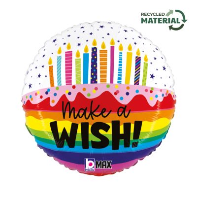 18 Μπαλόνι γενεθλίων 'Make a Wish' Rainbow