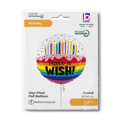 18 Μπαλόνι γενεθλίων 'Make a Wish' Rainbow