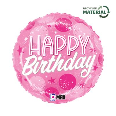  Μπαλόνι ροζ 'Happy Birthday' Sparkling 18''