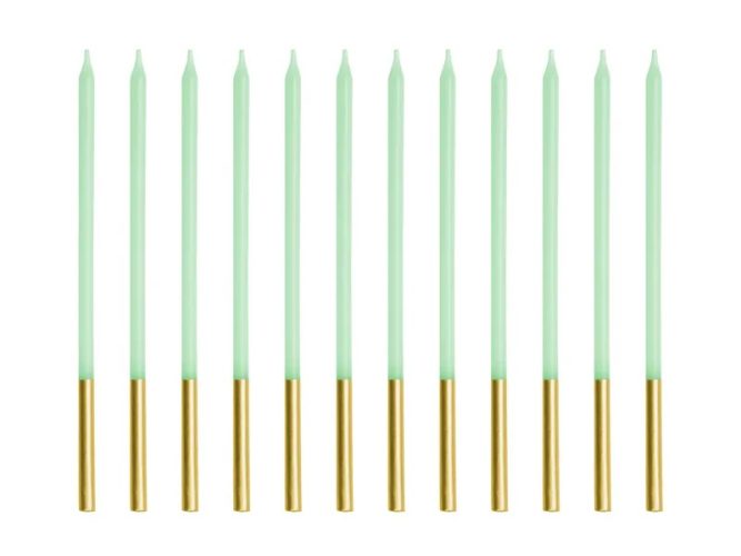 Ψηλά Κεράκια Απαλό Πράσινο 12 τεμ