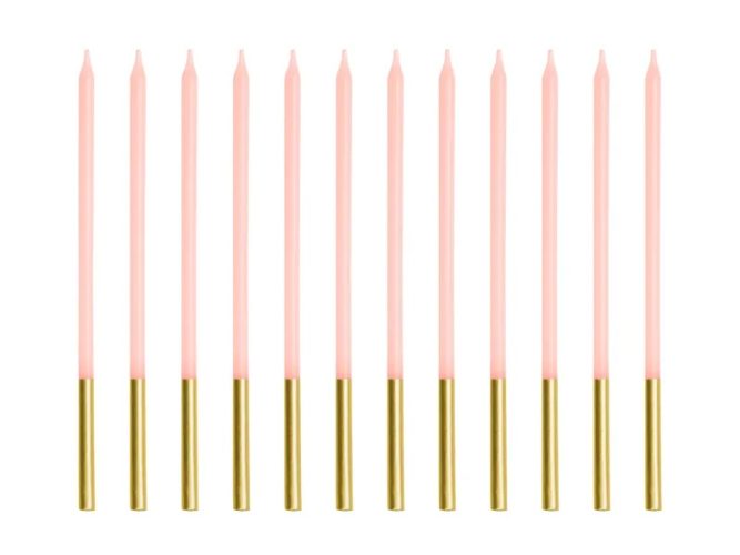 Ψηλά Ροζ Κεράκια τούρτας 12 τεμ