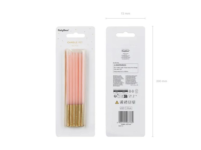 Ψηλά Ροζ Κεράκια τούρτας 12 τεμ